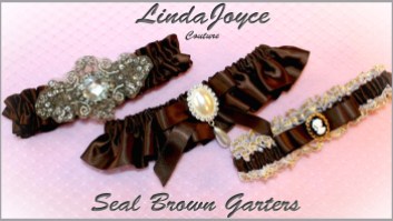 Seal Brown Wedding & Bridal Garters