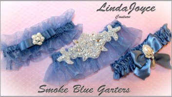 Smoke Blue Wedding & Bridal Garters